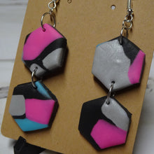 Load image into Gallery viewer, Hexagon Polymer Clay Earrings