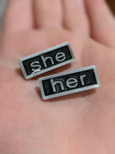 Load image into Gallery viewer, She Her Pronoun Lapel Pins Set