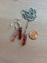 Load image into Gallery viewer, Crystal Necklace and Earrings Set - Red/Silver