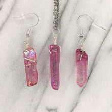 Load image into Gallery viewer, Crystal Necklace and Earrings Set - Pink/Silver