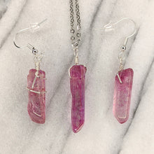 Load image into Gallery viewer, Crystal Necklace and Earrings Set - Pink/Silver