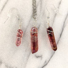 Load image into Gallery viewer, Crystal Necklace and Earrings Set - Red/Silver