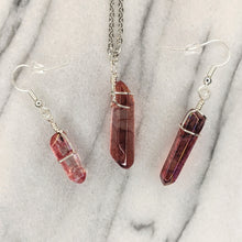 Load image into Gallery viewer, Crystal Necklace and Earrings Set - Red/Silver