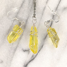 Load image into Gallery viewer, Crystal Necklace and Earrings Set - Yellow/Silver