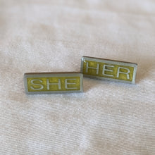 Load image into Gallery viewer, She Her Pronoun Lapel Pins Set