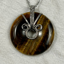 Load image into Gallery viewer, Tiger’s Eye Torus Wire Woven Pendant Necklace