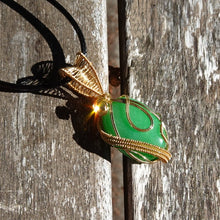 Load image into Gallery viewer, Green and Gold Crystal Accent Necklace
