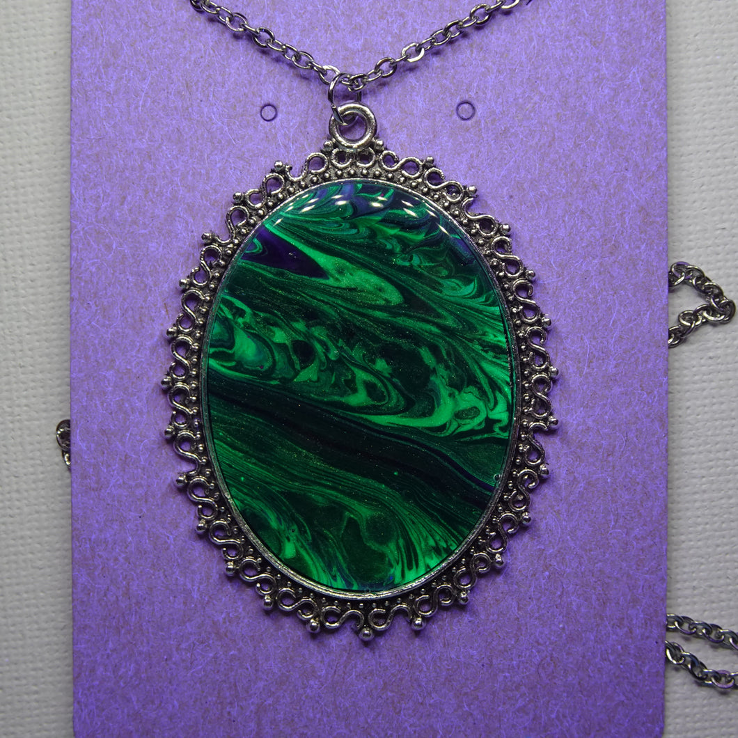 Large Acrylic Oval Pendant Necklace