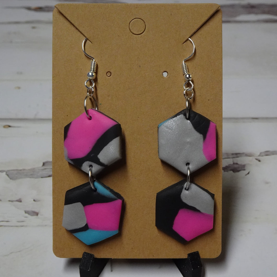 Hexagon Polymer Clay Earrings