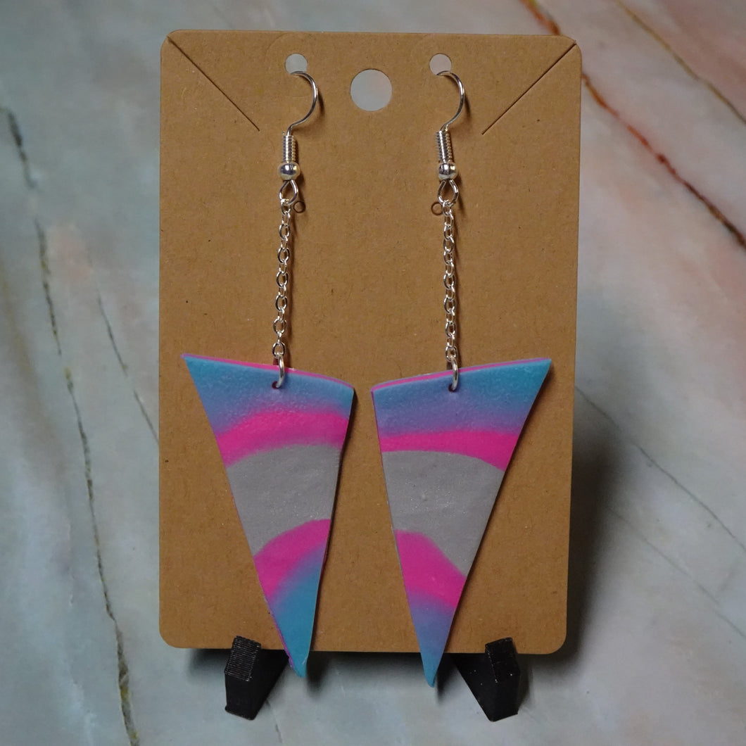 Pink and Blue Polymer Clay Earrings