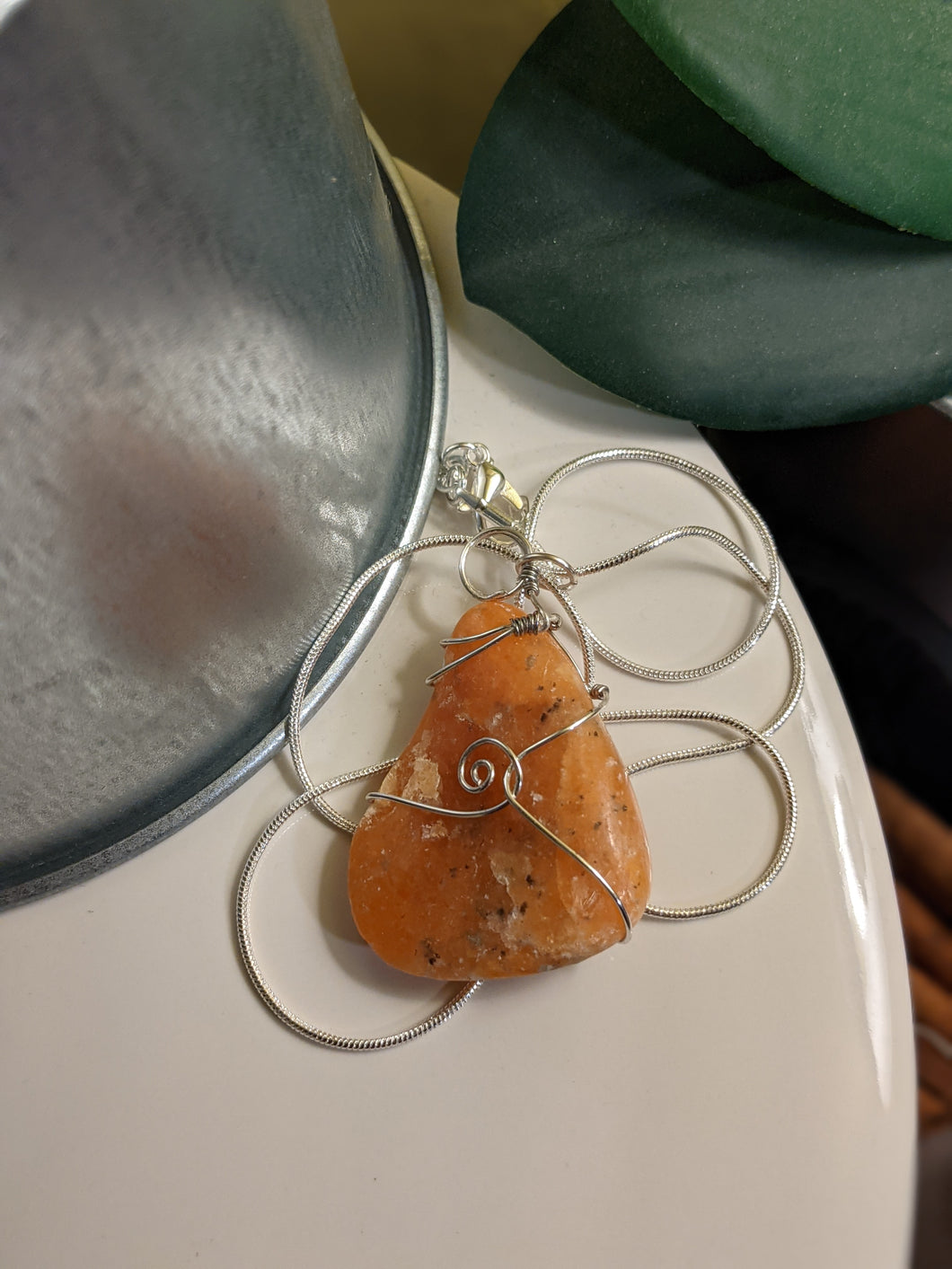 Orange Aventurine Pendant Necklace