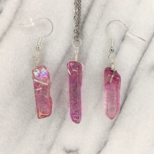 Load image into Gallery viewer, Crystal Necklace and Earrings Set - Pink/Silver
