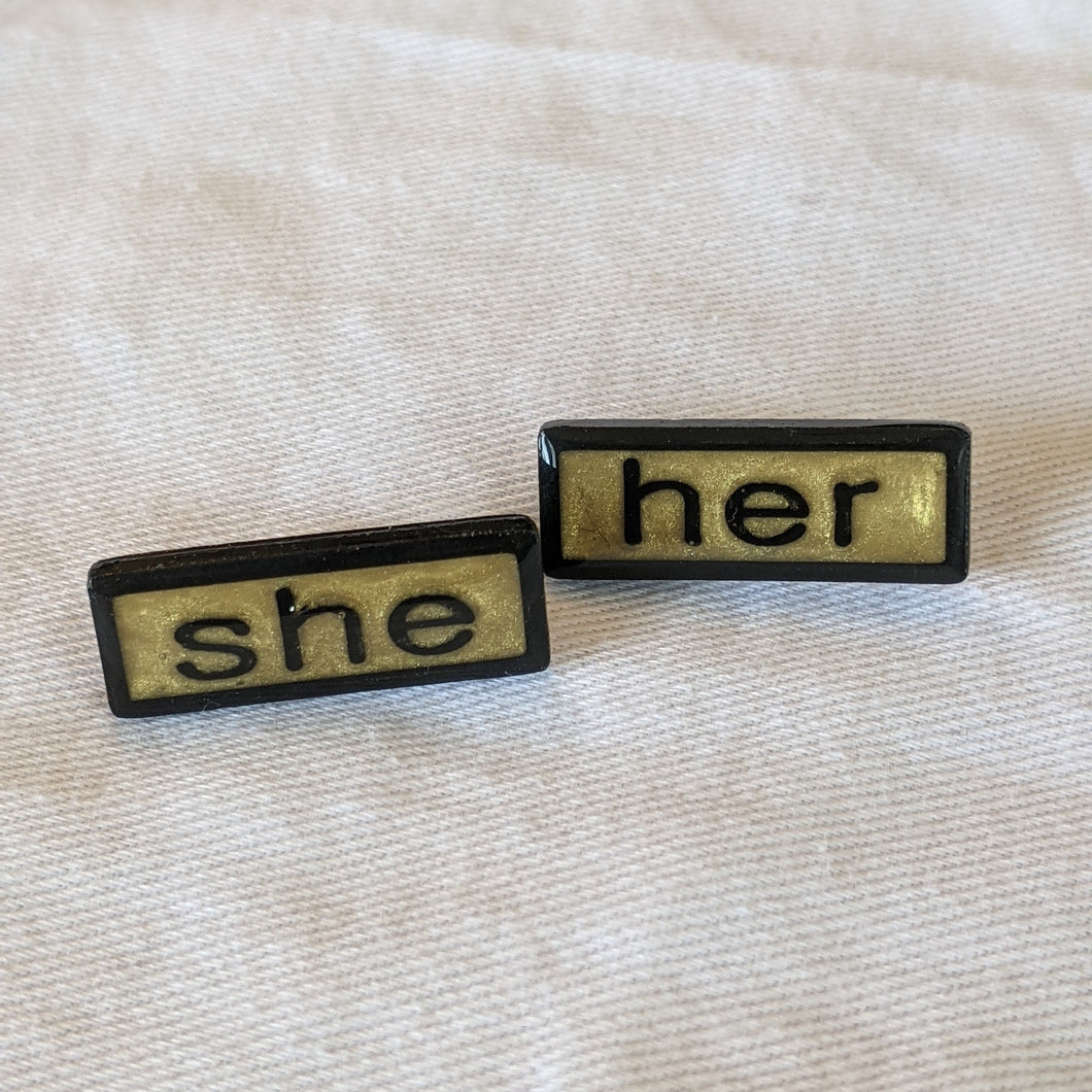 She Her Pronoun Lapel Pins Sets