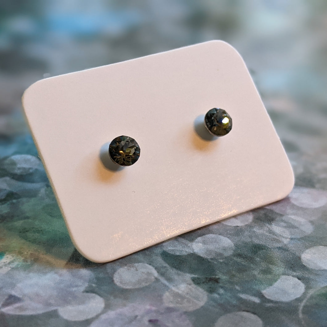 Small Swarovski Stud Earrings - Black Diamond