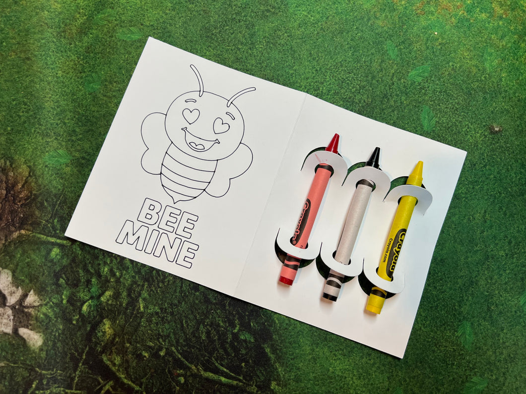 Bee Mine Coloring Page Valentine Set