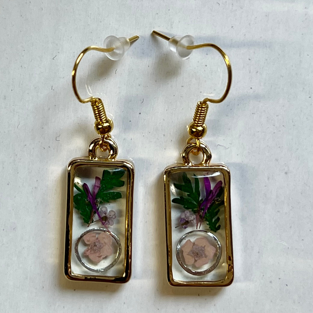 Pressed Flower Pendant Earrings